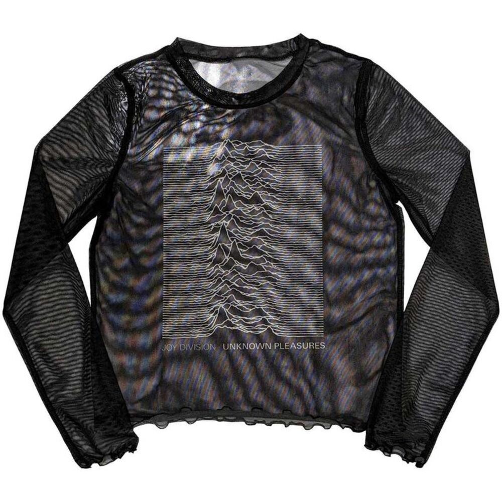 Joy Division Womens/Ladies Unknown Pleasures Long-Sleeved Crop T-Shirt / Black